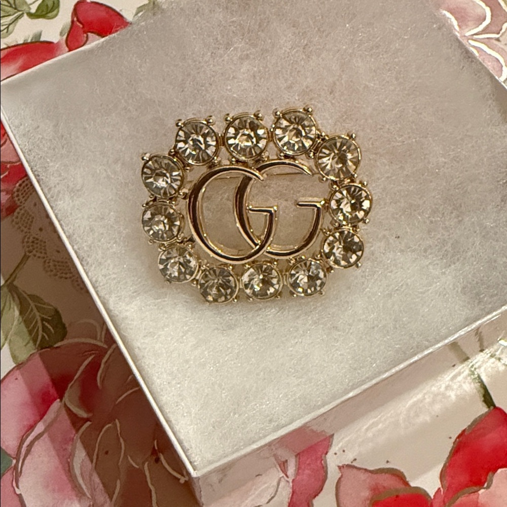 Fashion Jewelry  Gold-Tone Crystal Brooch